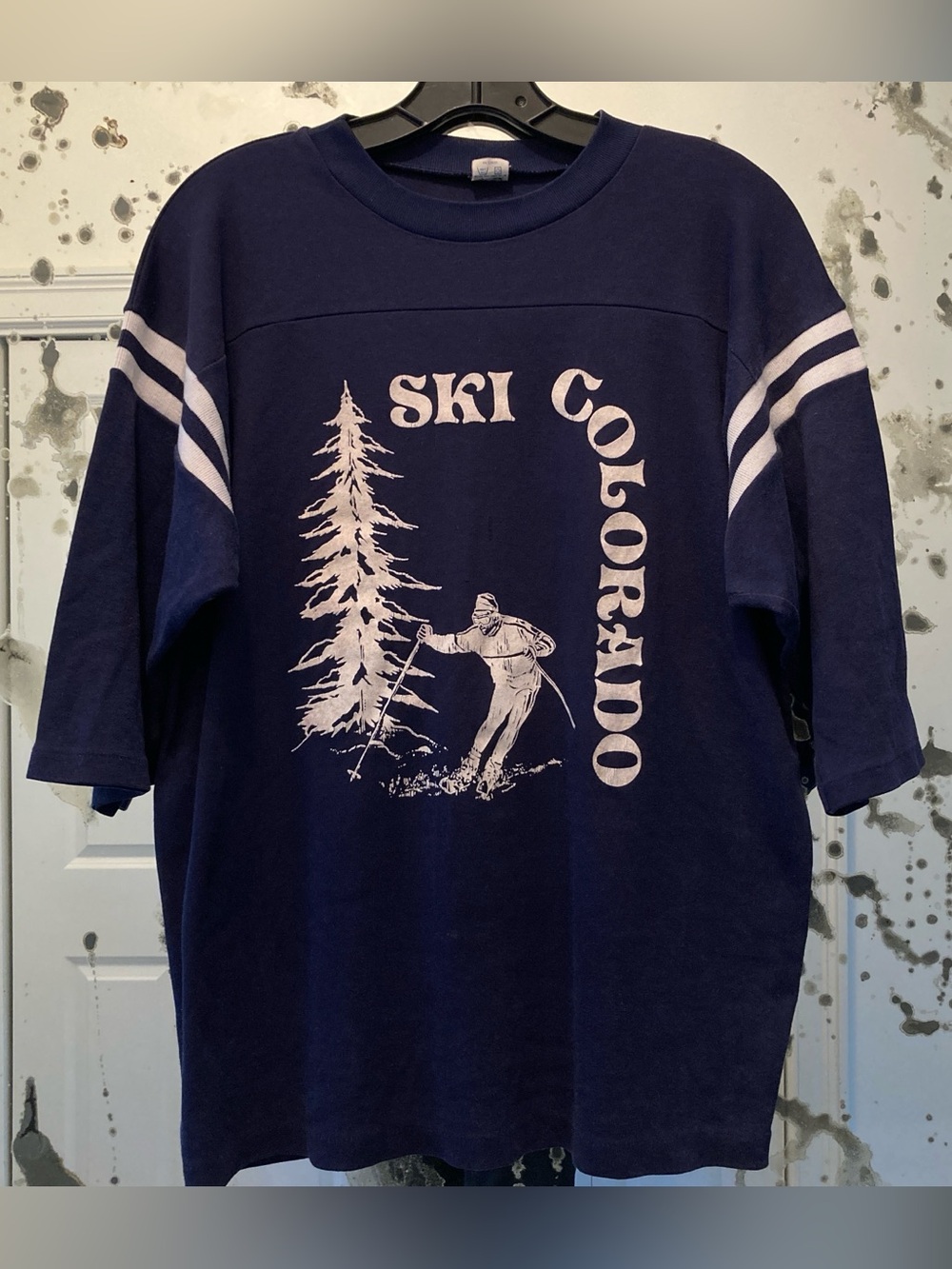 Vintage 70s Ski Colorado Raglan 3/4 Sleeve Single Stitch Artex Tee
